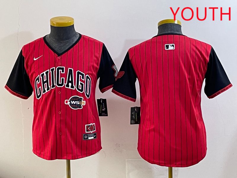Youth Chicago White Sox Blank Red Stripe Joint Name Nike 2025 MLB Jersey style 4